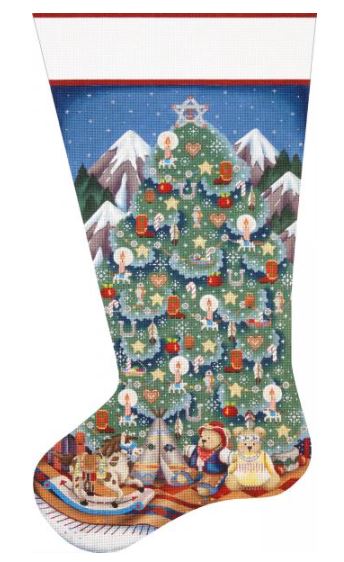 click here to view larger image of Cowboy Tree Stocking (hand painted canvases)