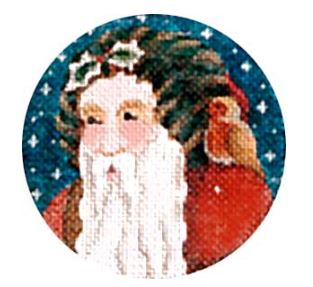click here to view larger image of Santa w/Bird Ornament (hand painted canvases)