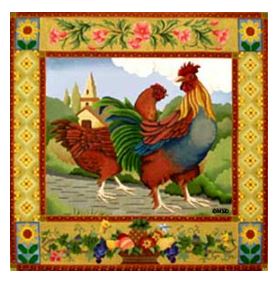 click here to view larger image of Rooster and Hen (hand painted canvases)