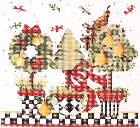 click here to view larger image of Peary Christmas Topiary (hand painted canvases)