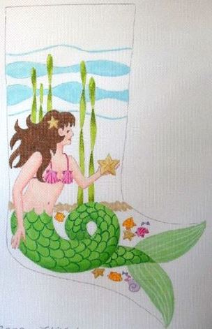 click here to view larger image of Mermaid Stocking (hand painted canvases)