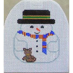 click here to view larger image of Snowman w/Teddy Bear (hand painted canvases)