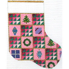 click here to view larger image of Quilt - Pinks Mini Stocking (hand painted canvases)