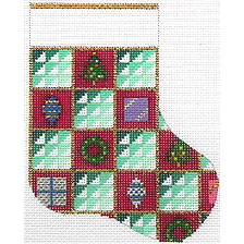 click here to view larger image of Quilt - Greens Mini Stocking (hand painted canvases)