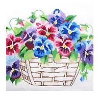 click here to view larger image of Pansy Basket (hand painted canvases)