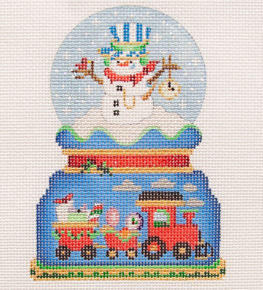 click here to view larger image of Snowglobe - Snowman/Train (hand painted canvases)