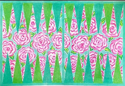 click here to view larger image of Lilly-inspired Roses Backgammon Board (hand painted canvases 2)