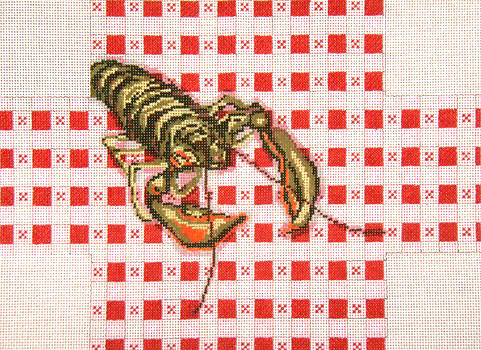 click here to view larger image of Lobster on Tablecloth  (hand painted canvases)