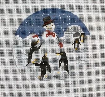 click here to view larger image of Penguin/Snowman Party Ornament (hand painted canvases)