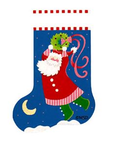 click here to view larger image of Wreath Cutie Pie Santa (hand painted canvases)