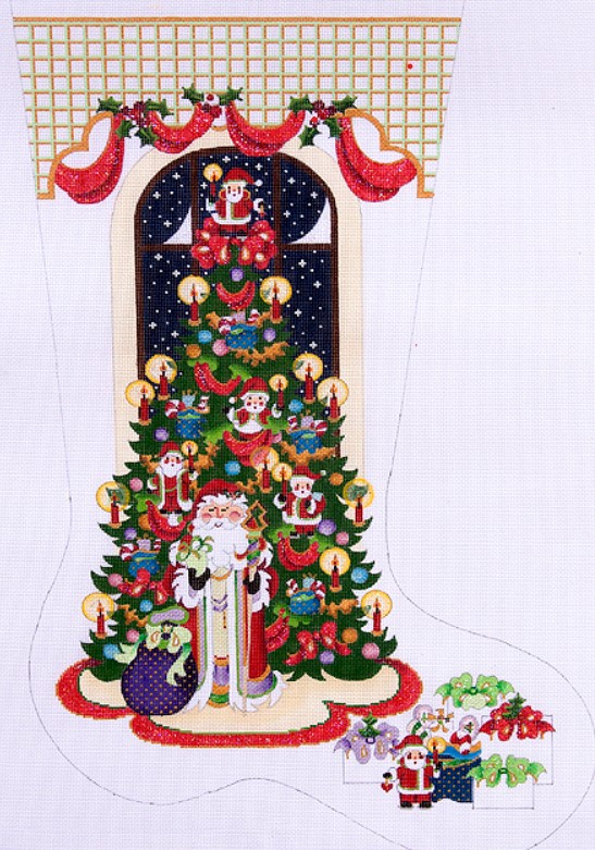 click here to view larger image of Santa Tree Stocking  (hand painted canvases)