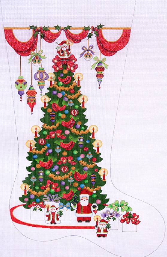 click here to view larger image of Santa Tree Stocking  (hand painted canvases)
