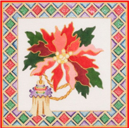 click here to view larger image of Poinsettia Pillow (hand painted canvases)