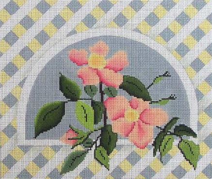 click here to view larger image of Peach Rose in Lattice  (hand painted canvases)