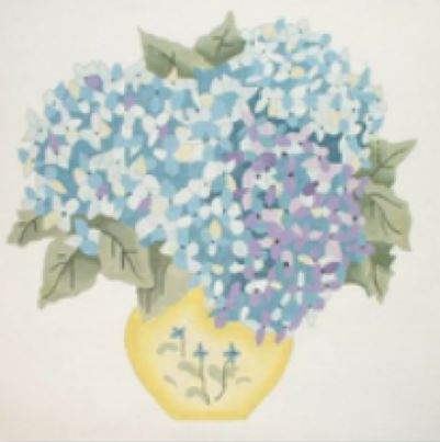 click here to view larger image of Hydrangea in Vase  (hand painted canvases)