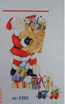 click here to view larger image of Santa w/Joy Blocks Stocking (hand painted canvases)