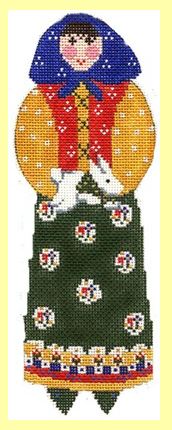 click here to view larger image of Garden Lady w/Rabbit - Green Ornament (hand painted canvases)