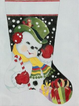 click here to view larger image of Jolly Snowman Stocking (hand painted canvases)