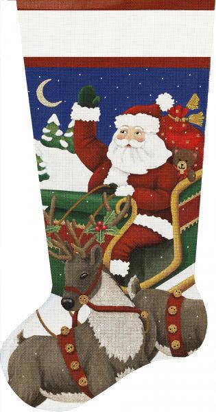 click here to view larger image of Santas Sleigh Stocking (hand painted canvases)