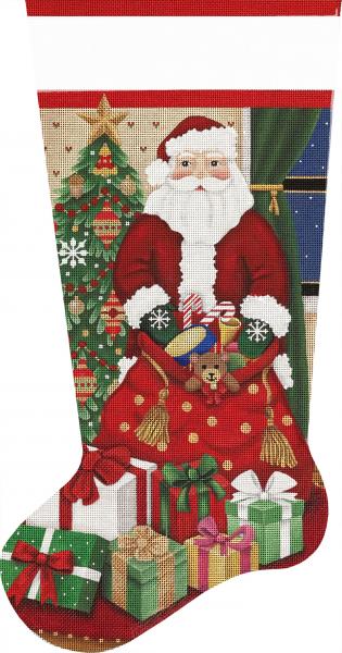 click here to view larger image of Santa Claus and Toys Stocking (hand painted canvases)