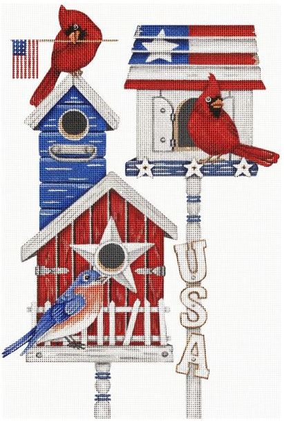 click here to view larger image of Patriotic Birdhouse (hand painted canvases)