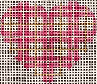 click here to view larger image of Pink/Gold Plaid Heart (hand painted canvases)