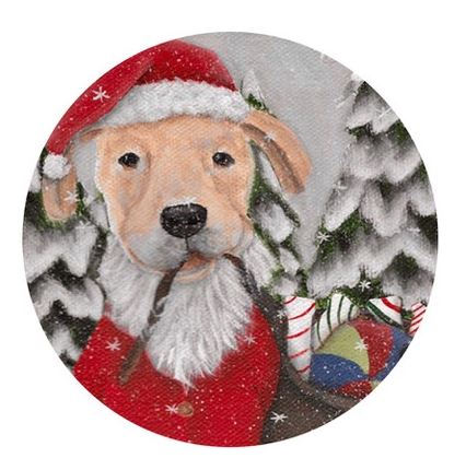 click here to view larger image of Golden w/Santa Hat (hand painted canvases)