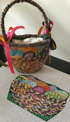 click here to view larger image of Mini Easter Egg Basket (hand painted canvases)