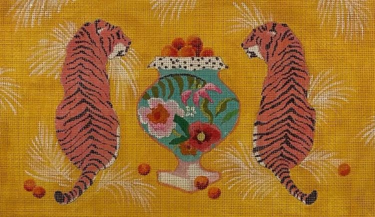 click here to view larger image of Tigers and Urn (hand painted canvases)