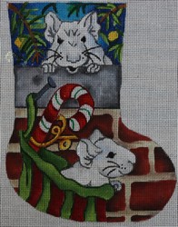 click here to view larger image of Mouse Christmas Mini Sock (hand painted canvases)