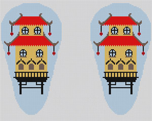 click here to view larger image of Scissor Case - Pagoda (hand painted canvases)
