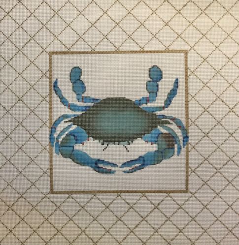 click here to view larger image of Blue Crab w/White and Gold Border (hand painted canvases)