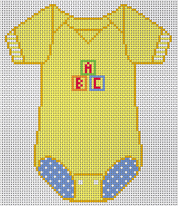 click here to view larger image of Baby Onesie - Yellow w/Blocks (hand painted canvases)