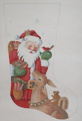 click here to view larger image of Santa w/Woodland Animals (hand painted canvases)