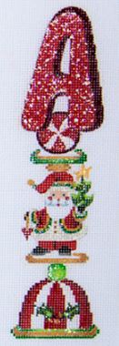 click here to view larger image of Letter A Spindle w/Small Santa (hand painted canvases)