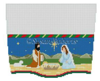 click here to view larger image of Stocking Cuff/Nativity   (hand painted canvases)
