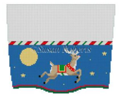 click here to view larger image of Stocking Cuff/Flying Reindeer (hand painted canvases)
