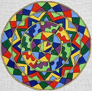 click here to view larger image of Geometric Talavera Round (hand painted canvases)