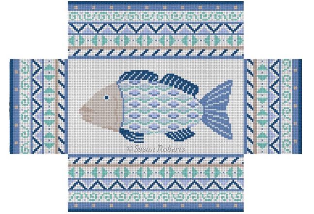 click here to view larger image of Geo Fish Brick Cover (hand painted canvases)
