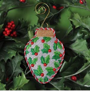 click here to view larger image of Christmas Light - Silver w/Holly (hand painted canvases)