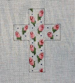click here to view larger image of Cross - Rosebuds (hand painted canvases)