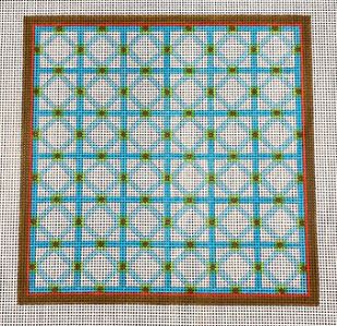 click here to view larger image of Lattice - Azure Fretwork (hand painted canvases)