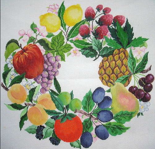 click here to view larger image of Fruit Wreath (hand painted canvases)