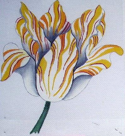 click here to view larger image of Yellow/White Tulip on White (hand painted canvases)