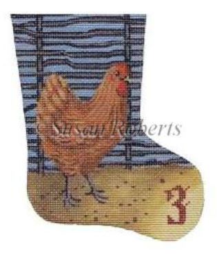 click here to view larger image of French Hen - Day 3 Mini Stocking (hand painted canvases)