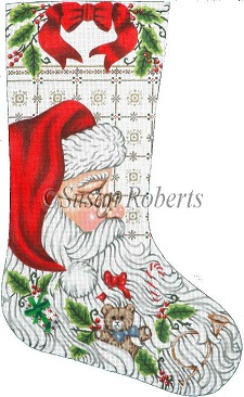 click here to view larger image of Santa and His Toys Stocking - 18M (hand painted canvases)
