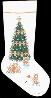 click here to view larger image of Teddy Bears Tree Stocking (hand painted canvases)