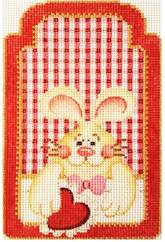 click here to view larger image of Valentine Bunny w/Heart (hand painted canvases)
