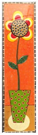 click here to view larger image of Flower in Green Vase (hand painted canvases)