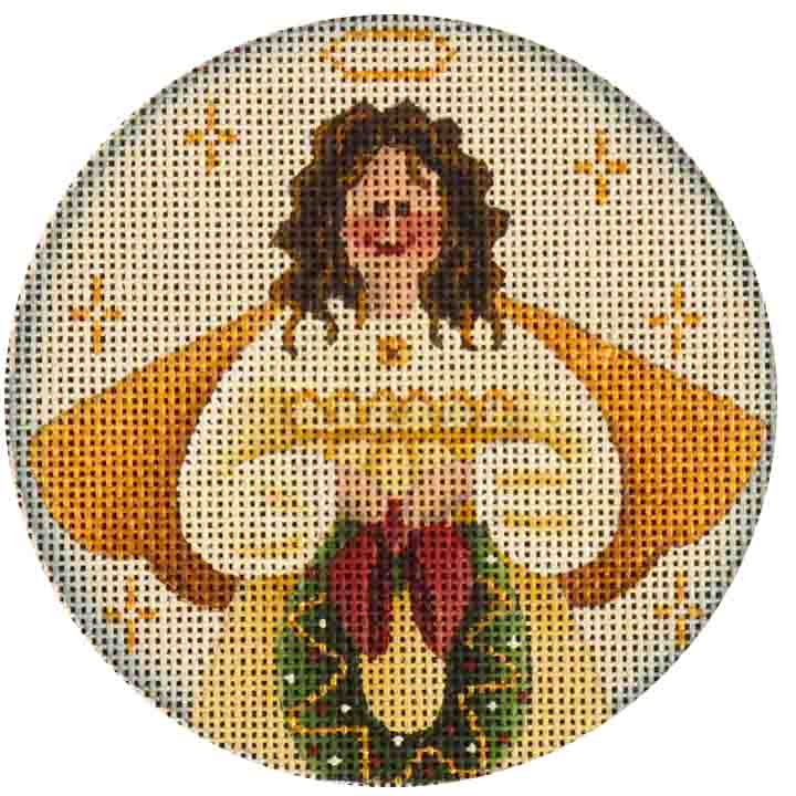 click here to view larger image of Folk Wreath Angel (hand painted canvases)